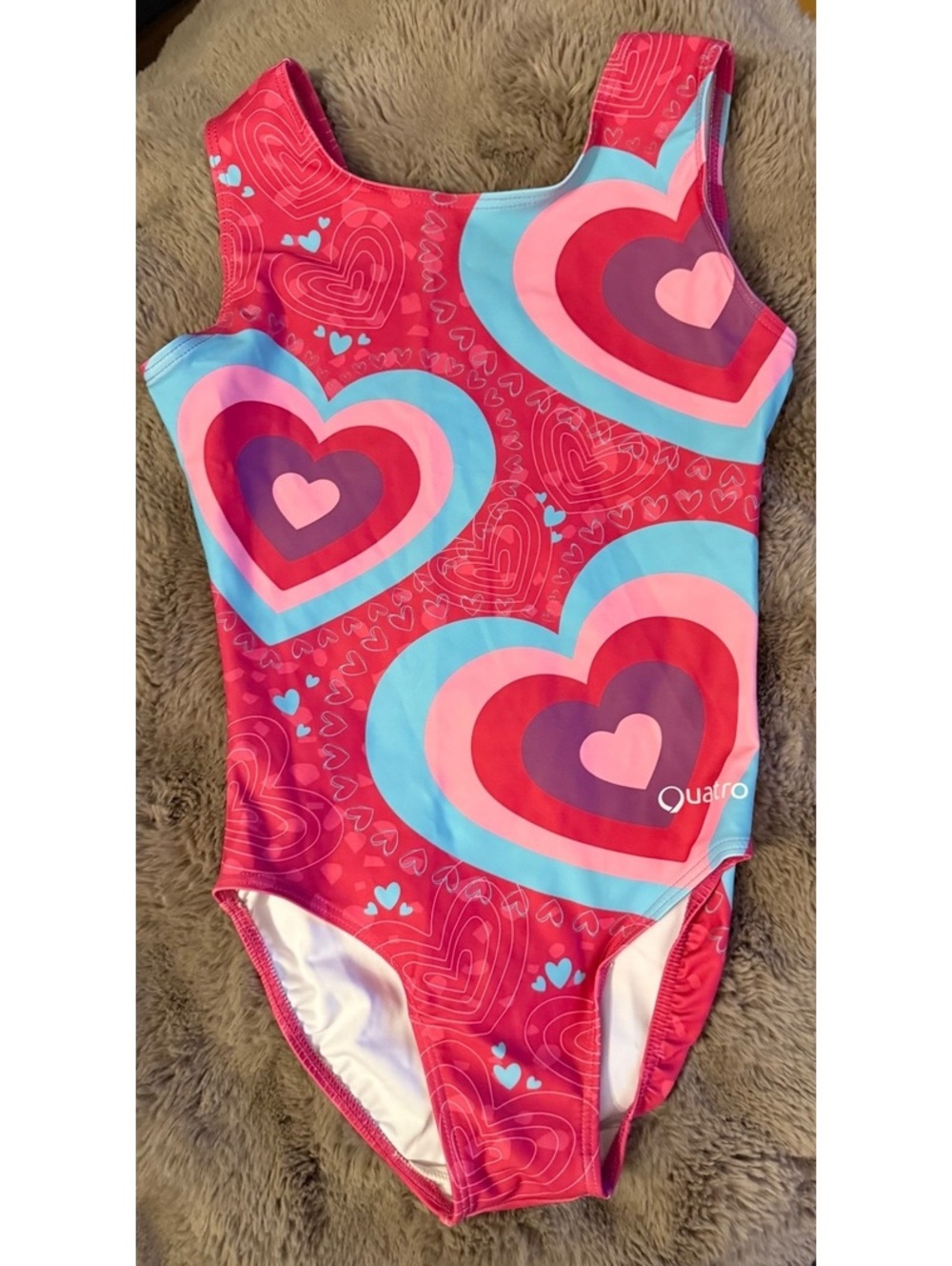 Quatro Gymnastics Leotard AXS Adult Extra Small Pink Hearts Blue Purple